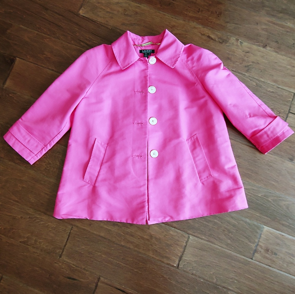 ralph lauren hot pink Medium rain coat